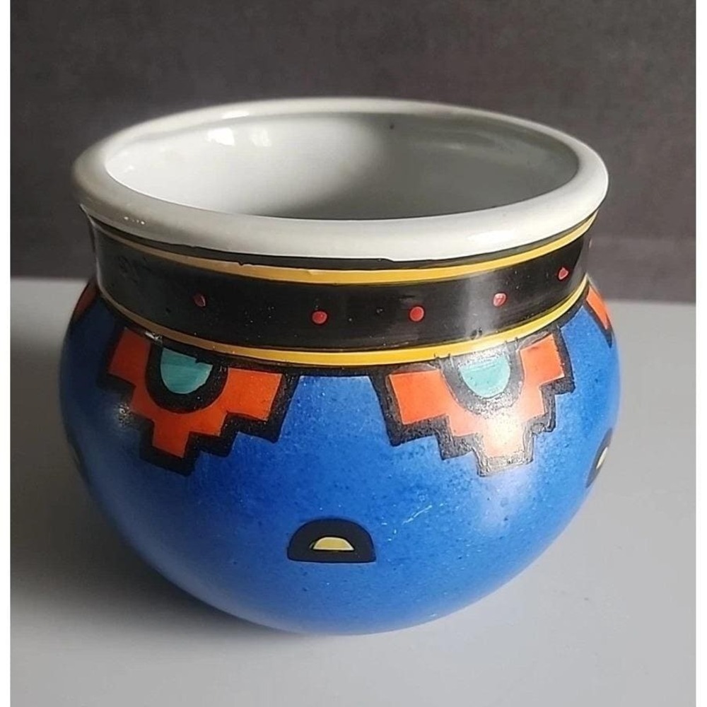 Vintage Ecco Terra Porcelain Cold Painted Planter Bowl Cachepot Southwest Style